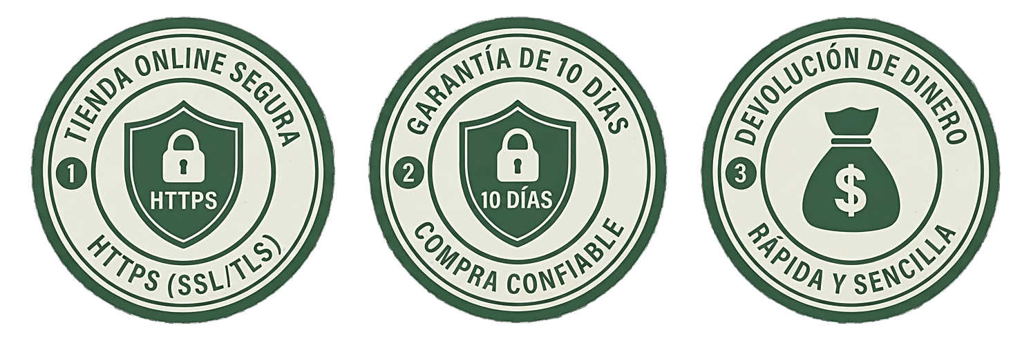 Tienda online segura y confiable: sitio HTTPS, garantía de 10 días y devolución de dinero